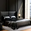 Black Satin Queen Sheet Set — 4 Piece, 15" Deep Pocket, 90 GSM | $26.31