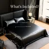 Black Satin Queen Sheet Set — 4 Piece, 15" Deep Pocket, 90 GSM | $26.31