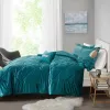 3-Piece Crushed Velvet Duvet Cover Set Twin/Twin XL — Diamond Quilted, Button Closure, Corner Ties, Glam Luxury, Blush or Teal | $64.99