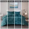 3-Piece Crushed Velvet Duvet Cover Set Twin/Twin XL — Diamond Quilted, Button Closure, Corner Ties, Glam Luxury, Blush or Teal | $64.99