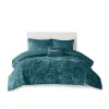 3-Piece Crushed Velvet Duvet Cover Set Twin/Twin XL — Diamond Quilted, Button Closure, Corner Ties, Glam Luxury, Blush or Teal | $64.99