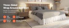 Wrap Around Queen Bed Skirt 15" Drop — White, No Mattress Lifting, Dual Elastic Straps, Dustproof & Wrinkle Resistant | $18.06