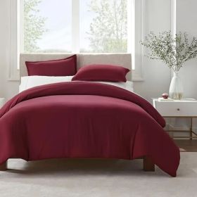 Serta Simply Clean Solid Queen Duvet Cover — 5 Colors: Pink, Red, Gray, Light Blue & Dark Blue (Option: Red)