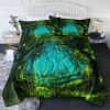Green Light Forest 3-Piece Comforter Set — Full Size | 3D Print Microfiber, Reversible, Wrinkle & Stain Resistant