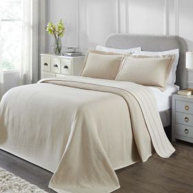 Valencia Reversible Cotton Matelassé Bedspread Set — Full Size, Raised Medallion Texture, Oeko-Tex Certified | From $118.95 (Color: Beige, size: California King)