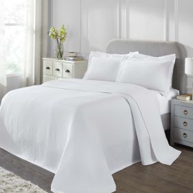 Valencia Reversible Cotton Matelassé Bedspread Set — Full Size, Raised Medallion Texture, Oeko-Tex Certified | From $118.95 (Color: White, size: California King)