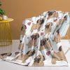 Cute Cartoon Lapdog Heart Pattern Flannel Sherpa Throw Blanket — Reversible, Hemmed Edges, 60"×80" (150×200cm), Machine Washable
