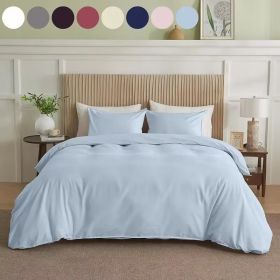 Serta Simply Clean Solid Queen Duvet Cover — 5 Colors: Pink, Red, Gray, Light Blue & Dark Blue (Option: Blue)