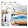 Rainbow Stripe 3-Piece Queen Comforter Set in White — Double-Brushed Microfiber, Wrinkle & Stain Resistant, Reversible, All-Season