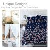 Dark Blue Floral 3-Piece Queen Comforter Set — Double-Brushed Microfiber, Wrinkle & Stain Resistant, Lightweight, All-Season