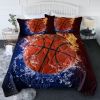 Basketball Fire 3D Print 3-Piece Comforter Set — Vivid Microfiber, Wrinkle & Fade Resistant, Machine Washable | Twin & Full