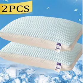 Cooling Breathable Tofu Pillow 2-Pack — Double-Sided 3D Airflow, Anti-Sweat, Temperature-Regulating | Pink, Deep Blue & Sky Blue (Option: Sky Blue)