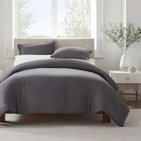 Serta Simply Clean Solid Queen Duvet Cover — 5 Colors: Pink, Red, Gray, Light Blue & Dark Blue (Option: Grey)