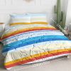 Rainbow Stripe 3-Piece Queen Comforter Set in White — Double-Brushed Microfiber, Wrinkle & Stain Resistant, Reversible, All-Season
