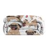Cute Cartoon Lapdog Heart Pattern Flannel Sherpa Throw Blanket — Reversible, Hemmed Edges, 60"×80" (150×200cm), Machine Washable