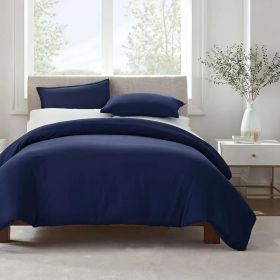 Serta Simply Clean Solid Queen Duvet Cover — 5 Colors: Pink, Red, Gray, Light Blue & Dark Blue (Option: Navy Blue)