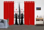 9-Piece Luxury Bedspread & Curtain Set — Bamboo Microfiber, All-Season, Black White Red Floral | Queen, King & Cal King