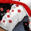 9-Piece Luxury Bedspread & Curtain Set — Bamboo Microfiber, All-Season, Black White Red Floral | Queen, King & Cal King