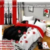 9-Piece Luxury Bedspread & Curtain Set — Bamboo Microfiber, All-Season, Black White Red Floral | Queen, King & Cal King