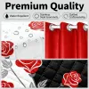 9-Piece Luxury Bedspread & Curtain Set — Bamboo Microfiber, All-Season, Black White Red Floral | Queen, King & Cal King