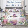 Watercolor Hummingbird & Flowers 3-Piece Quilt Set — 100% Microfiber Polyester, Reinforced Stitching, Wrinkle-Free | Queen & King