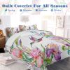 Watercolor Hummingbird & Flowers 3-Piece Quilt Set — 100% Microfiber Polyester, Reinforced Stitching, Wrinkle-Free | Queen & King
