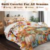 Autumn Pumpkin Print 3-Piece Quilt Set — 100% Microfiber Polyester, Reinforced Stitching, Wrinkle-Free | Queen & King