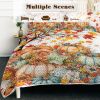 Autumn Pumpkin Print 3-Piece Quilt Set — 100% Microfiber Polyester, Reinforced Stitching, Wrinkle-Free | Queen & King