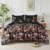 HeiSeFanHua 3-Piece Floral Botanical Comforter Set — Twin, Queen & King | Multiple Colorways | Includes 2 Shams
