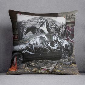 Banksy War Horse Cushion (Insert: With Insert, size: 20" X 20")