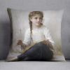 Bouguereau "Sewing" Art Cushion Cover — 4 Sizes, With or Without Eco Insert, Spun Polyester, Machine Washable