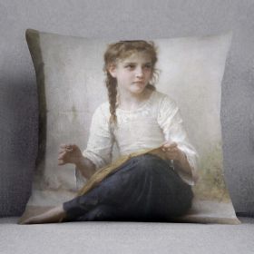 Sewing By Bouguereau Cushion (Insert: Without Insert, size: 18" X 18")