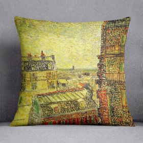 View of Paris from Vincent s Room in the Rue Lepic by Van Gogh Cushion (Insert: Without Insert, size: 16" X 16")