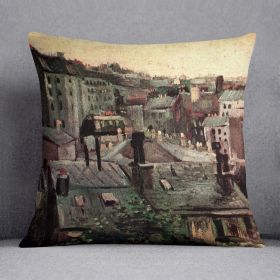 View of Roofs and Backs of Houses by Van Gogh Cushion (Insert: Without Insert, size: 20" X 20")