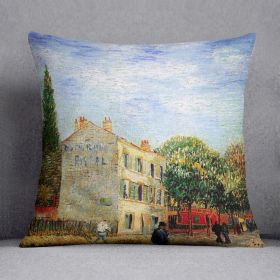 The Rispal Restaurant at Asnieres by Van Gogh Cushion (Insert: With Insert, size: 16" X 16")