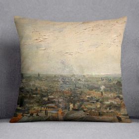 View of paris from Montmarte by Van Gogh Cushion (Insert: Without Insert, size: 14" X 14")