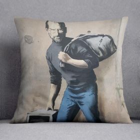 Banksy Steve Jobs Cushion (Insert: Without Insert, size: 14" X 14")