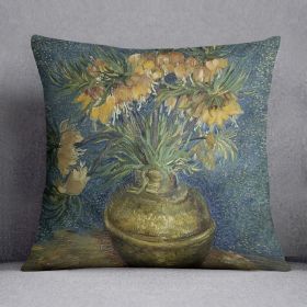 Fritillaries in a Copper Vase Cushion (Insert: With Insert, size: 16" X 16")