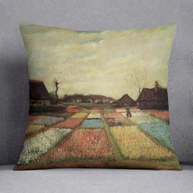 Bulb Fields by Van Gogh Cushion (Insert: Without Insert, size: 18" X 18")