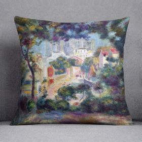 Landscape with a view of the Sacred Heart by Renoir Cushion (Insert: With Insert, size: 16" X 16")