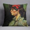 Van Gogh "Portrait of a Woman with Red Ribbon" Cushion — 4 Sizes, With or Without Eco Insert, Spun Polyester, Machine Washable