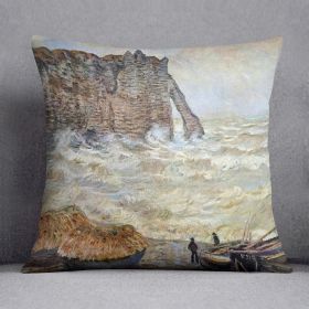 Stormy Sea La Porte d'Aval by Monet Cushion (Insert: Without Insert, size: 20" X 20")