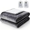 edx Electric Heated Blanket — Dual Zone Control, 10 Heat Settings, Auto-Off, 200 GSM Flannel & Sherpa | Throw / Twin / Full