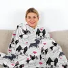 Adorable Dog Print Fleece Throw Blanket — Soft Plush Microfiber, Lightweight, All-Season, Shrink-Resistant, Machine Washable