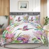 Watercolor Hummingbird & Flowers 3-Piece Quilt Set — 100% Microfiber Polyester, Reinforced Stitching, Wrinkle-Free | Queen & King