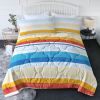 Rainbow Stripe 3-Piece Queen Comforter Set in White — Double-Brushed Microfiber, Wrinkle & Stain Resistant, Reversible, All-Season
