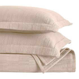 Zenith Cotton Matelassé Bedspread Set — Textured Geometric Pattern, 100% Cotton, Oeko-Tex Certified | From $149.37 (Color: Beige, size: King)