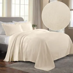 Florin Cotton Matelassé Bedspread Set — Scrolling Medallion Jacquard, 100% Cotton, Oeko-Tex | From $122.07 (Color: Ivory, size: Twin)