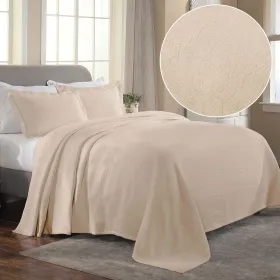 Florin Cotton Matelassé Bedspread Set — Scrolling Medallion Jacquard, 100% Cotton, Oeko-Tex | From $122.07 (Color: Linen, size: Queen)
