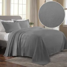 Florin Cotton Matelassé Bedspread Set — Scrolling Medallion Jacquard, 100% Cotton, Oeko-Tex | From $122.07 (Color: Grey, size: Twin)